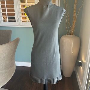 Sleeveless Turtleneck Knit Mini Dress in Dusty Grey